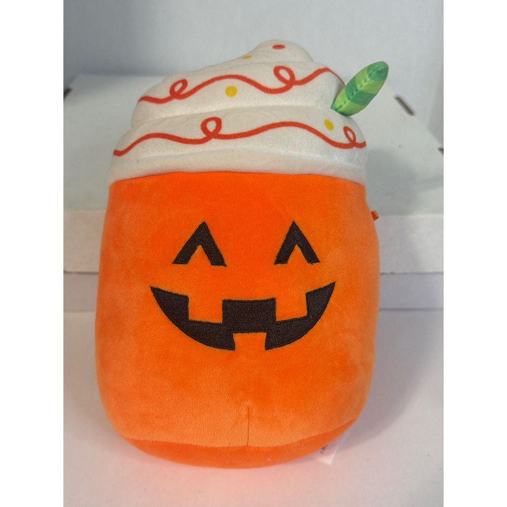 Squishmallows Pumpkin Spice Latte Jack-O-Lantern Halloween Plush Jazwares Orange